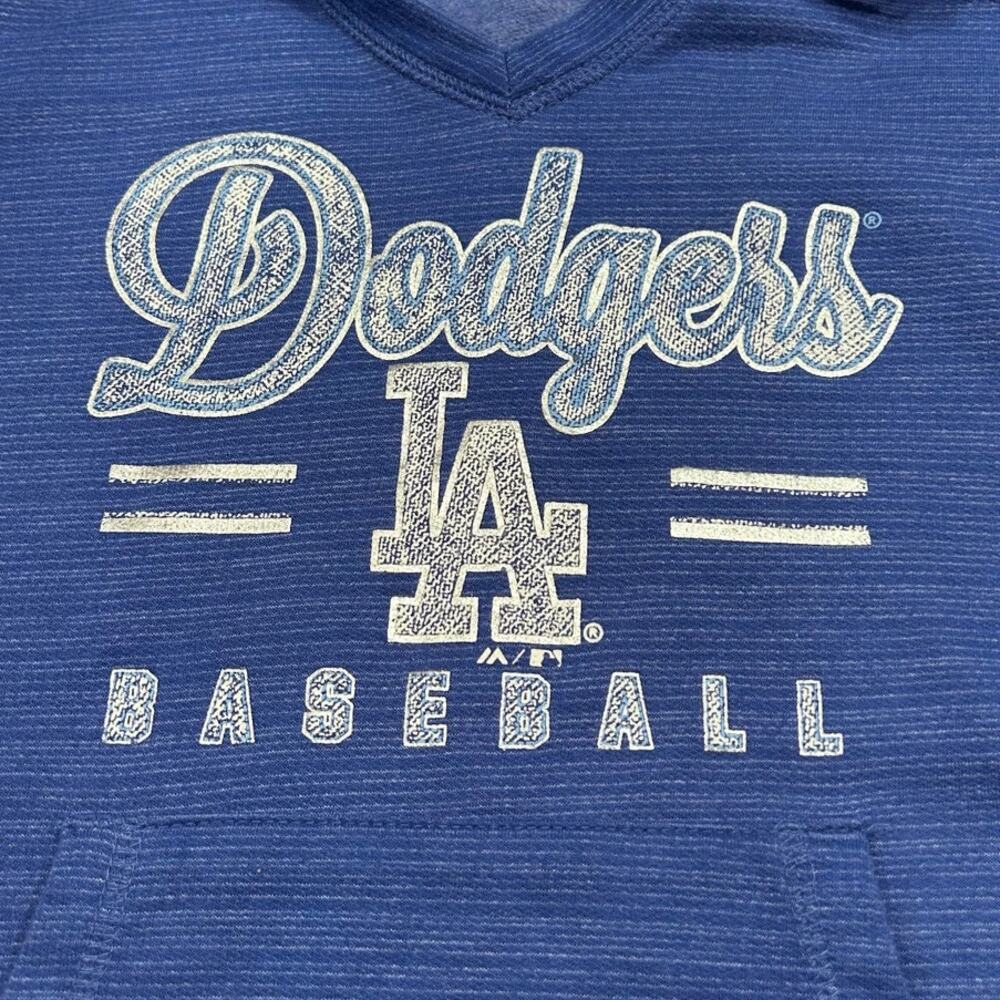 Majestic MLB Los Angeles Dodgers Hoodie Women’s Small Blue Lightweight Pullover - Picture 2 of 7